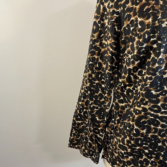 Michael Kors Women's Animal Print Lace Up Neck Blouse - Size Small - Picture 4 of 6